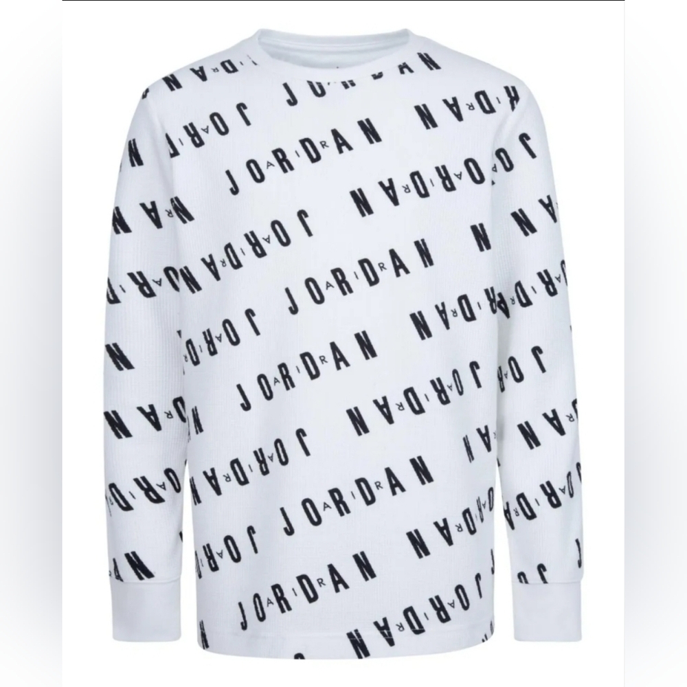 Jordan Waffle All Over Print Top Long Sleeve Essentials T-shirt Big Boys Large